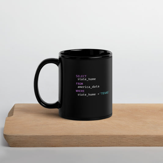 Texas Home_State Query Black Glossy Mug